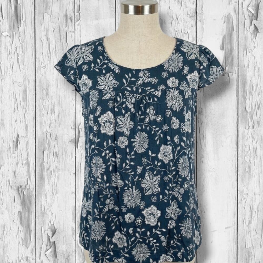 Sonoma Goods for Life women's Plus Size Teal Floral Babydoll Blouse 2x